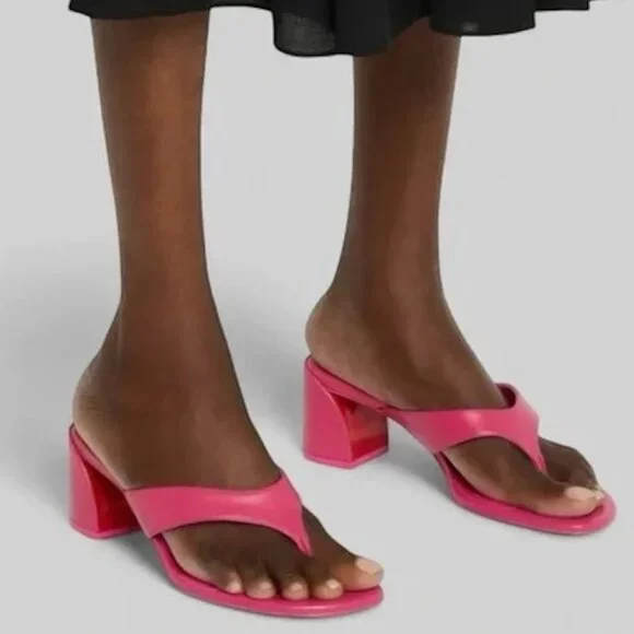 Christian Louboutin JANETONGA 55  Leather Thong Mule Sandals Heels Shoes - Picture 3 of 14